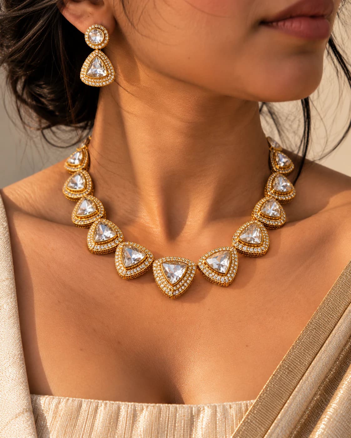 Golden Triangle Polki Necklace
