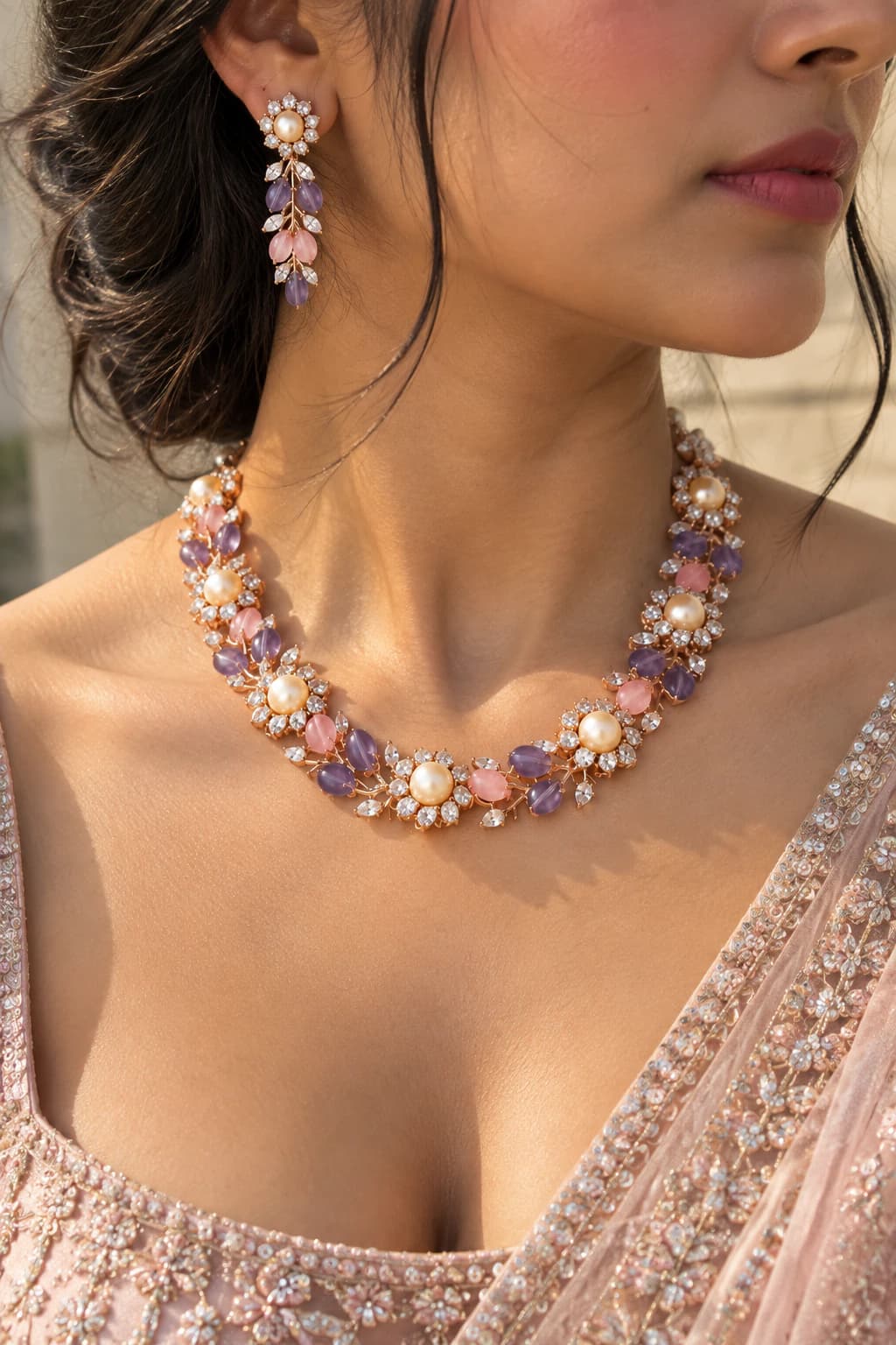Mira Pastel Pearl Floral Necklace